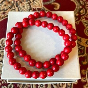 2 for $10 📌 Red Beaded Bracelet Set
